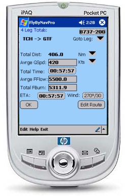 iPAQ - FlyBy Nav Pro Route Total Screen