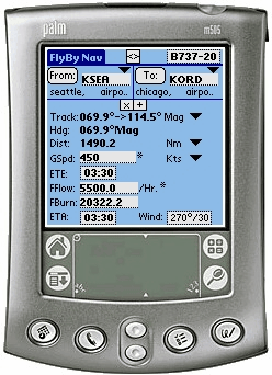 Palm m515 - FlyBy Nav Main Screen