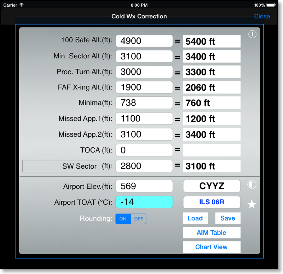 Cold Wx Correction - iPad